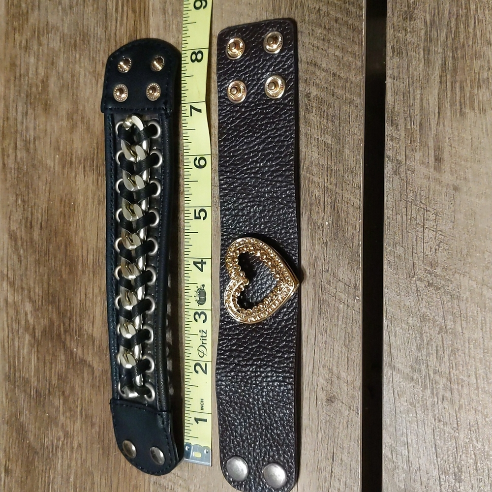 2 leather style handmade cuff bracelets